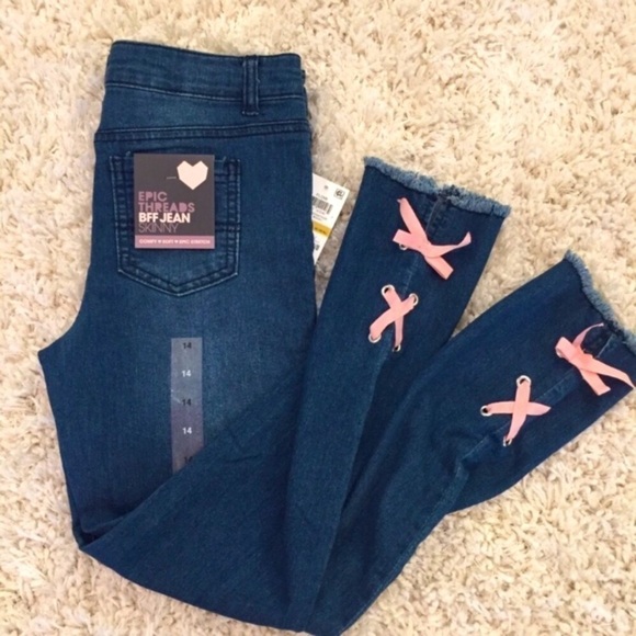 EPIC Threads Junior Mid Rise Denim Blue Distressed Stretch Skinny Jeans - Picture 6 of 16